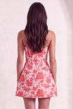 Red Corset Strapless Floral Short A-Line Cocktail Dress