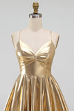 Gold Ruffled Tiered Spahetti Strapless Ruched Short Cocktail Dress