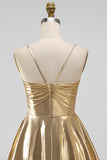 Gold Ruffled Tiered Spahetti Strapless Ruched Short Cocktail Dress
