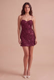 Navy Sparkly Sequins A-Line Spaghetti Straps Short Cocktail Dress