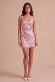 Navy Sparkly Sequins A-Line Spaghetti Straps Short Cocktail Dress