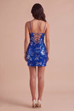Sparkly Mint Green Bodycon Spaghetti Straps Sequins Short Cocktail Dress