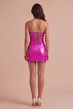 Gold Metallic Bodycon Strapless Keyhole Short Ruched Cocktail Dress