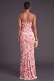 Blue Corset Floral Strapless Ruched Long Formal Dress