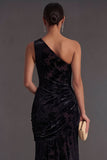 Olive Floral Ruched One Shoulder Mermaid Long Formal Dress