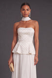 Light Purple Strapless A-Line Wedding Guest Dress with Neck Scarf