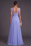 Blue Sheath Thick Straps Ruched Maxi Wedding Guest Dress with Ruffles