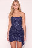 Sparkly Bodycon Champagne Corset Strapless Ruched Short Cocktail Dress