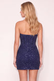 Sparkly Bodycon Champagne Corset Strapless Ruched Short Cocktail Dress