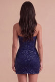 Sparkly Bodycon Champagne Corset Strapless Ruched Short Cocktail Dress