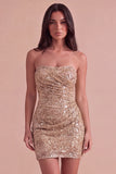 Navy Strapless Bodycon Sparkly Short Cocktail Dress
