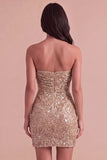 Navy Strapless Bodycon Sparkly Short Cocktail Dress