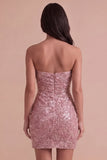 Navy Strapless Bodycon Sparkly Short Cocktail Dress