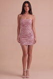Navy Strapless Bodycon Sparkly Short Cocktail Dress