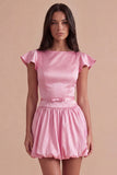 Sky Blue A Line Boat Neck Flutter Sleeves Mini Cocktail Dress