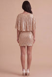 Sparkly Pink Sequined V Neck Ruched Short Cocktail Dress