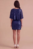 Sparkly Pink Sequined V Neck Ruched Short Cocktail Dress