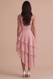Sparkly Sky Blue A Line High Neck Ruffled Short Cocktail Dress