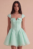 Mint Green A Line High Waist Short Cocktail Dress