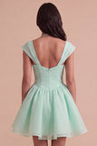Mint Green A Line High Waist Short Cocktail Dress