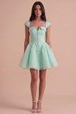 Mint Green A Line High Waist Short Cocktail Dress
