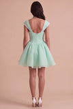 Mint Green A Line High Waist Short Cocktail Dress