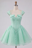 Mint Green A Line High Waist Short Cocktail Dress