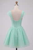 Mint Green A Line High Waist Short Cocktail Dress