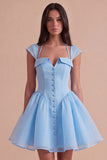 Mint Green A Line High Waist Short Cocktail Dress