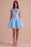 Mint Green A Line High Waist Short Cocktail Dress