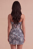 Dark Grey Sparkly Sequins Corset Floral Ruched Short Cocktail Dress