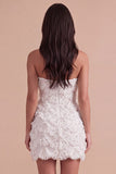 Sparkly Sequin Ivory Strapless Bodycon Short Cocktail Dress