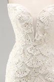 Sparkly Sequin Ivory Strapless Bodycon Short Cocktail Dress