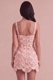 Ivory Sparkly Square Neck Sequin Short Cocktail Dress