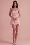 Ivory Sparkly Square Neck Sequin Short Cocktail Dress