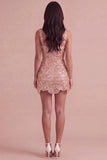 Ivory Sparkly Square Neck Sequin Short Cocktail Dress
