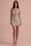 Dusty Sage Floral Corset Bodycon Short Cocktail Dress