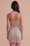Dusty Sage Floral Corset Bodycon Short Cocktail Dress