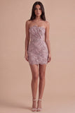 Fog Sparkly Sequins Bodycon Ruched Short Cocktail Dress