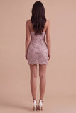 Fog Sparkly Sequins Bodycon Ruched Short Cocktail Dress