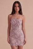 Fog Sparkly Sequins Bodycon Ruched Short Cocktail Dress