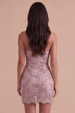 Fog Sparkly Sequins Bodycon Ruched Short Cocktail Dress