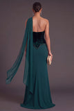 Dark Green Mermaid Corset Long Strapless Formal Dress with Neck Scarf