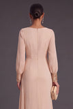 Sparkly Sequins Champagne Mermaid Ruffled Long Formal Dress with Sleeves