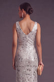 Silver Sparkly Sequins Cowl Neck Mermaid Long Formal Dress