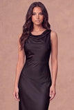 White Sheath Cowl Neck Long Engagement Dress