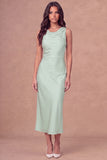 White Sheath Cowl Neck Long Engagement Dress