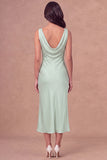 White Sheath Cowl Neck Long Engagement Dress