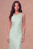 White Sheath Cowl Neck Long Engagement Dress