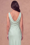 White Sheath Cowl Neck Long Engagement Dress